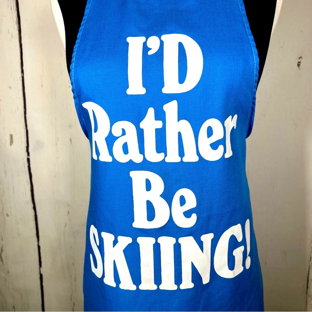 Vintage “I’d Rather Be Skiing” Now Designs Full Apron Kitchen Cooking USA Made